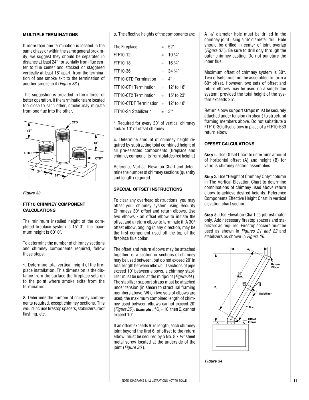 Lennox Hearth LA41CF, LA41TCF Multiple Terminations, Special Offset Instructions, Offset Calculations 