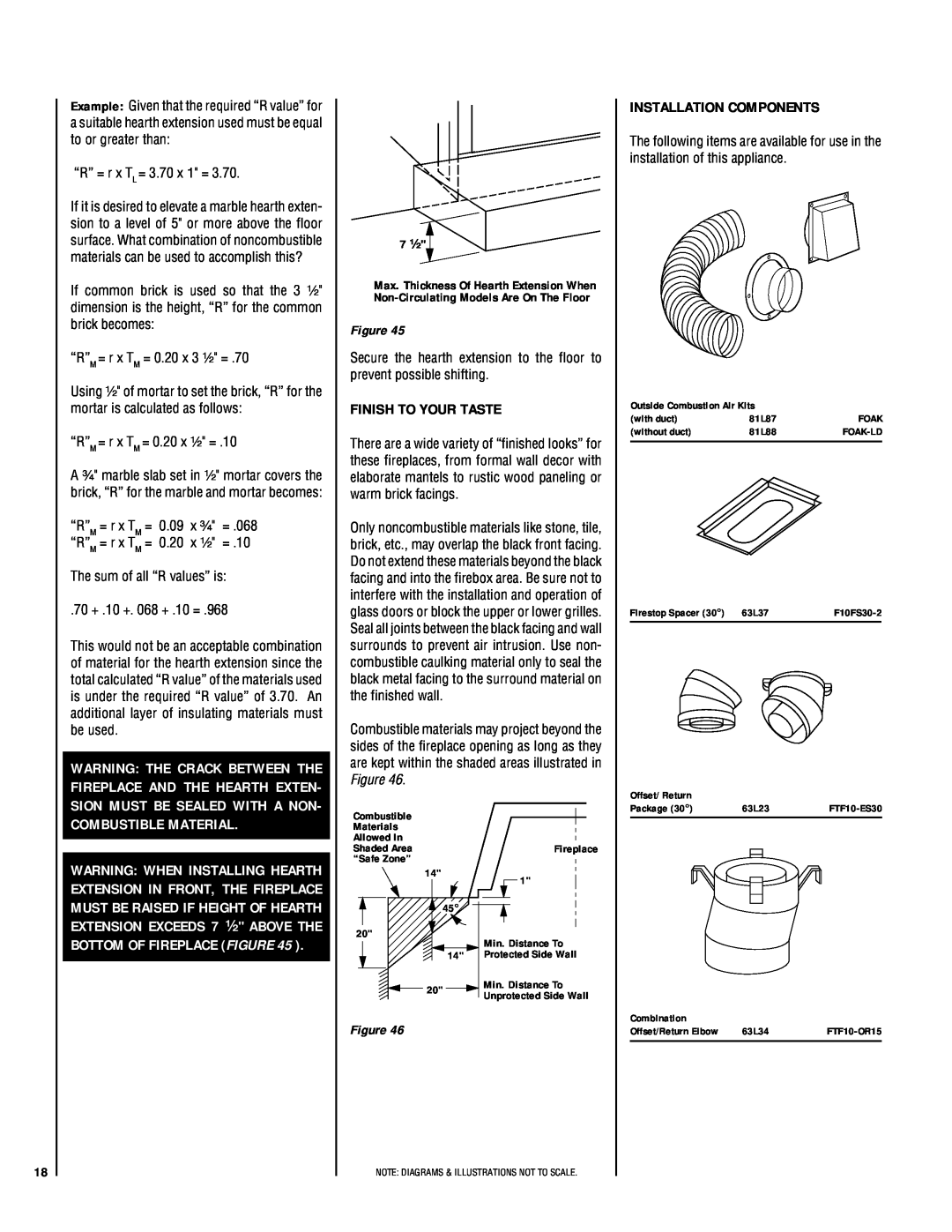 Lennox Hearth LA41TCF, LA41CF installation instructions Finish To Your Taste, Installation Components, Figure 