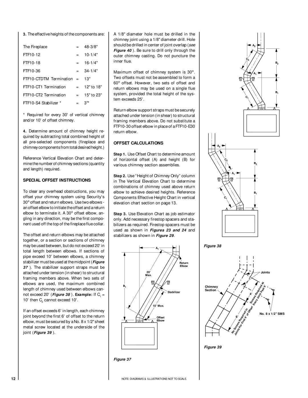 Lennox Hearth LBR-4324 Special Offset Instructions, Offset Calculations, FTF10-CT1 Termination, FTF10-CT2 Termination 