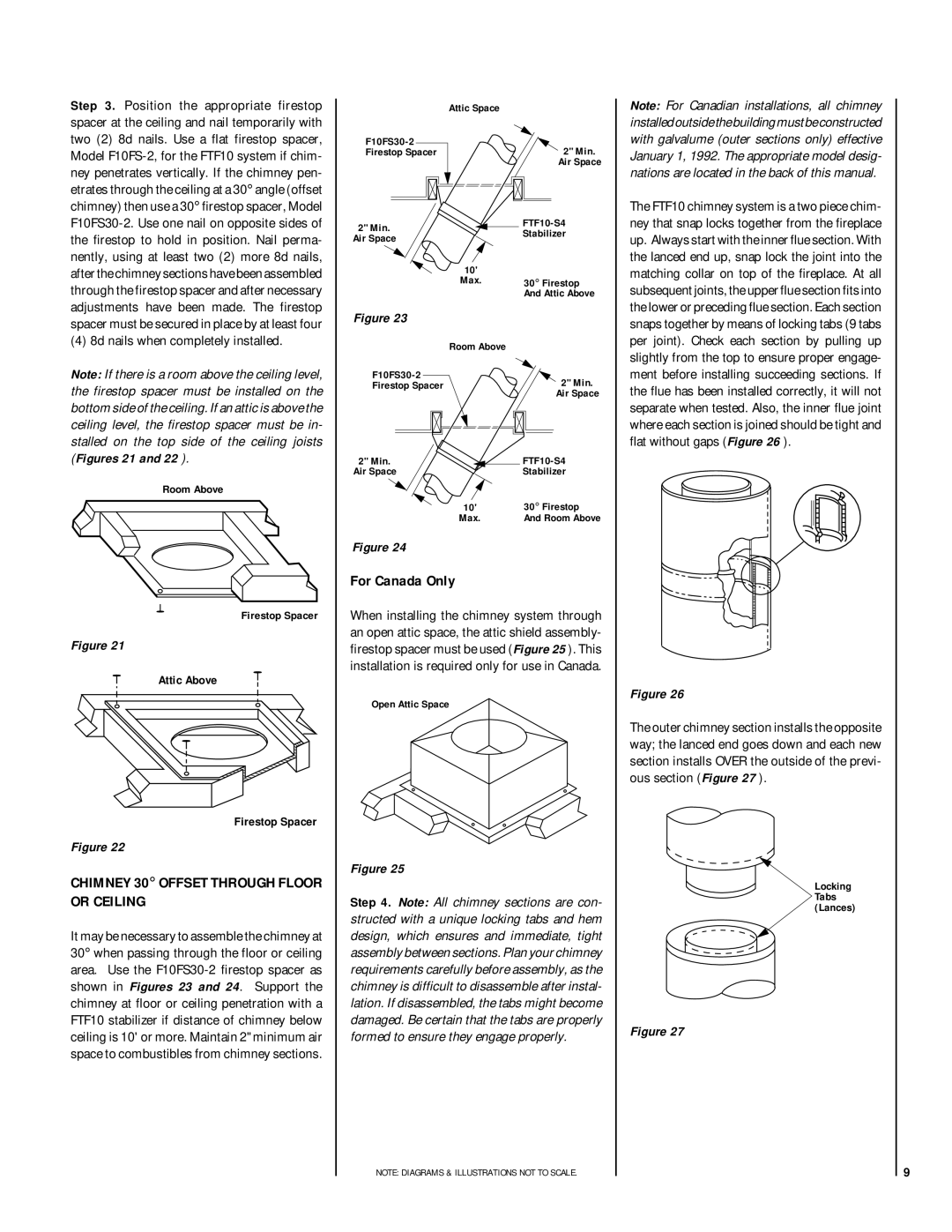 Lennox Hearth LBC-4324-H Or Ceiling, For Canada Only, 8d nails when completely installed, Chimney 30 Offset Through Floor 