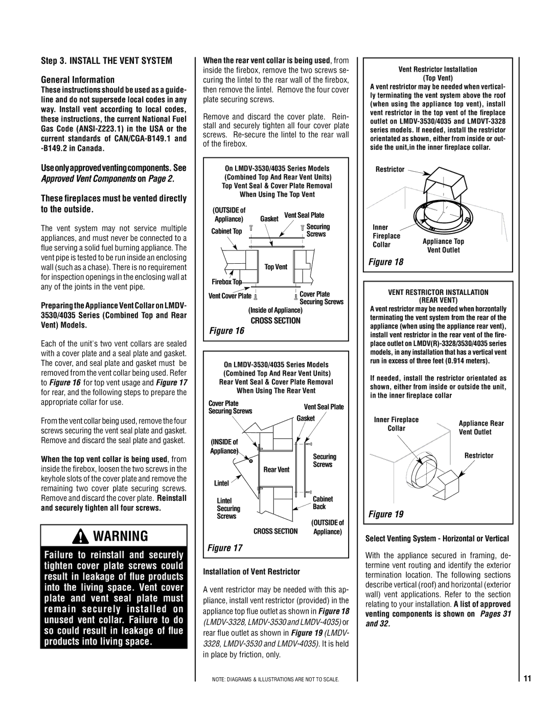 Lennox Hearth LMDV-3530-CNM, LMDVT-3328-CPM, LMDVT-3328-CNM Install the Vent System General Information, Cross Section 