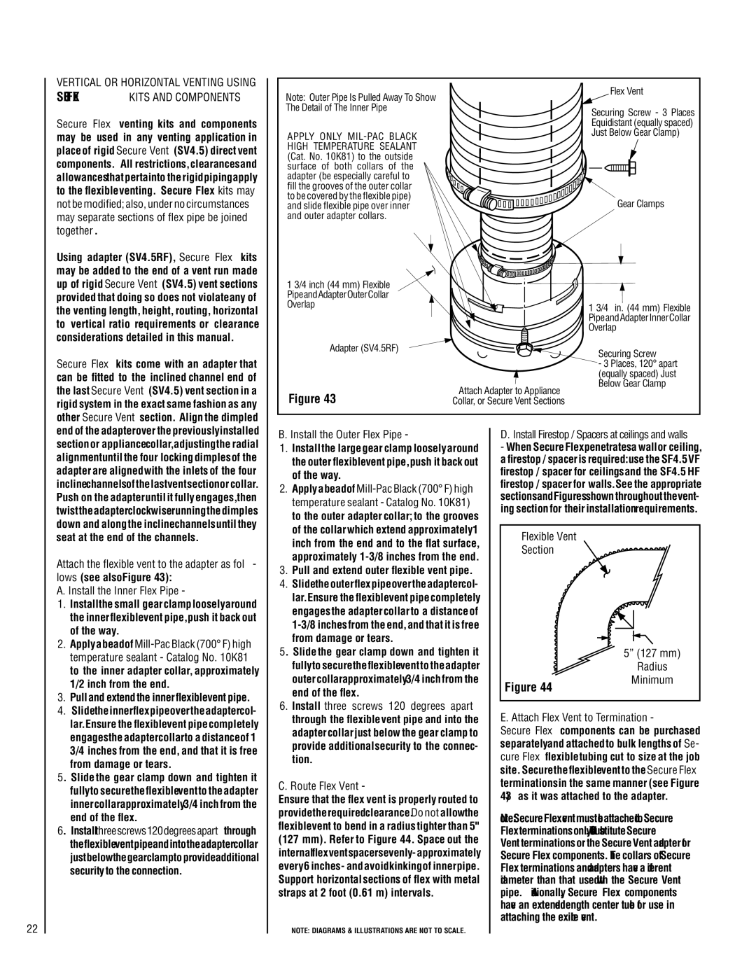 Lennox Hearth LMDV-4035-CNM Install the Outer Flex Pipe, Flexible Vent Section, Attach Flex Vent to Termination 