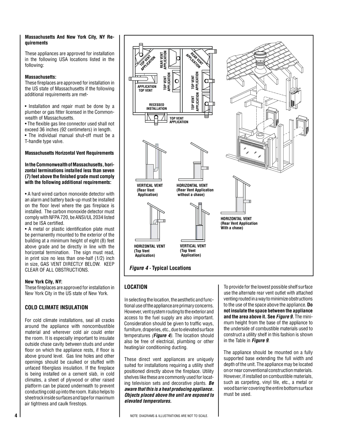 Lennox Hearth LMDVR-3328-CNE Cold Climate Insulation, Location, Massachusetts And New York City, NY Re- quirements 