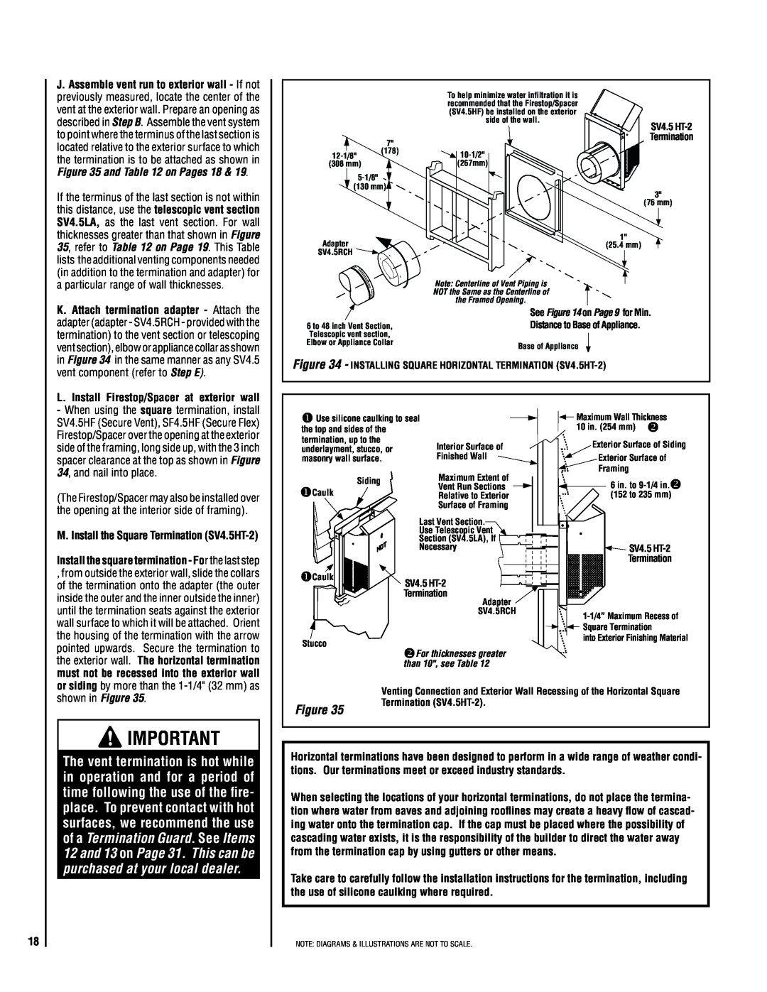 Lennox Hearth LMDVT-3328-CNE and on Pages, L. Install Firestop/Spacer at exterior wall, See on Page 9 for Min 