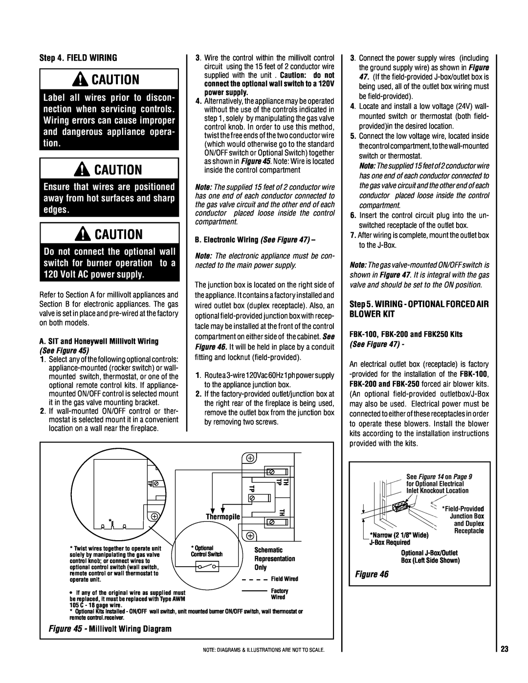 Lennox Hearth LMDV-35 Series Field Wiring, Wiring - Optional Forced Air Blower Kit, Millivolt Wiring Diagram 