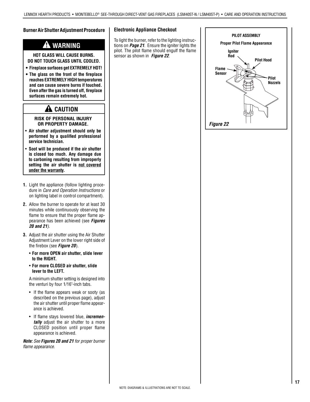 Lennox Hearth LSM40ST-P, LSM40ST-N installation instructions Electronic Appliance Checkout, Pilot Assembly 