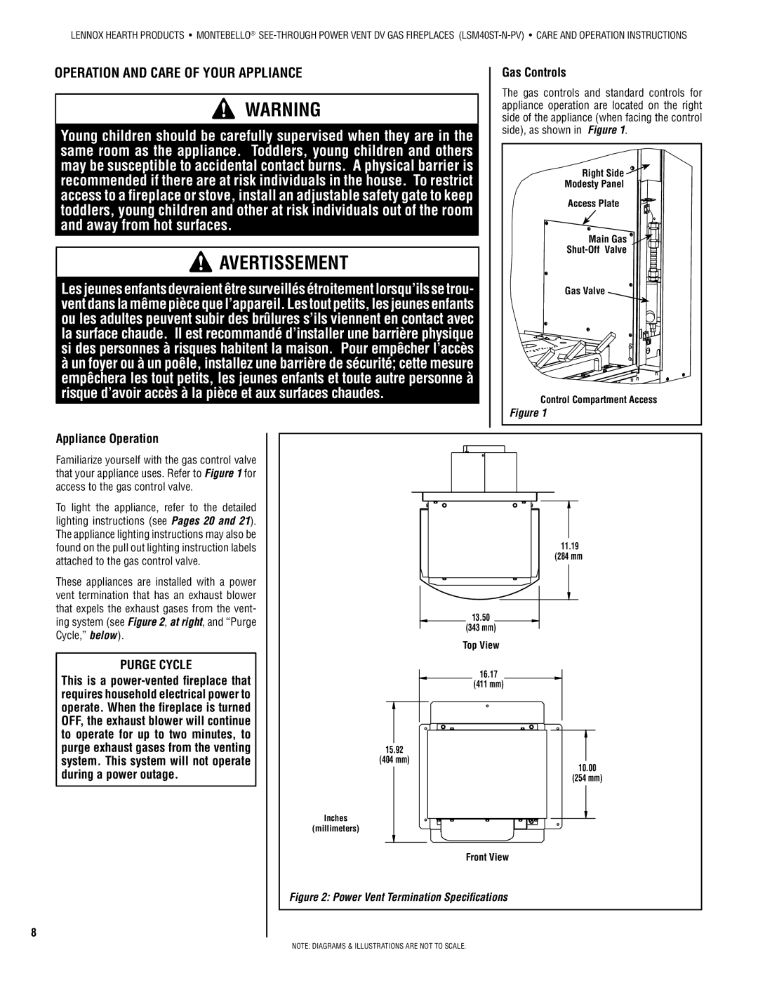 Lennox Hearth LSM40ST-N-PV Operation and care of your appliance, Gas Controls, Appliance Operation, Purge Cycle 