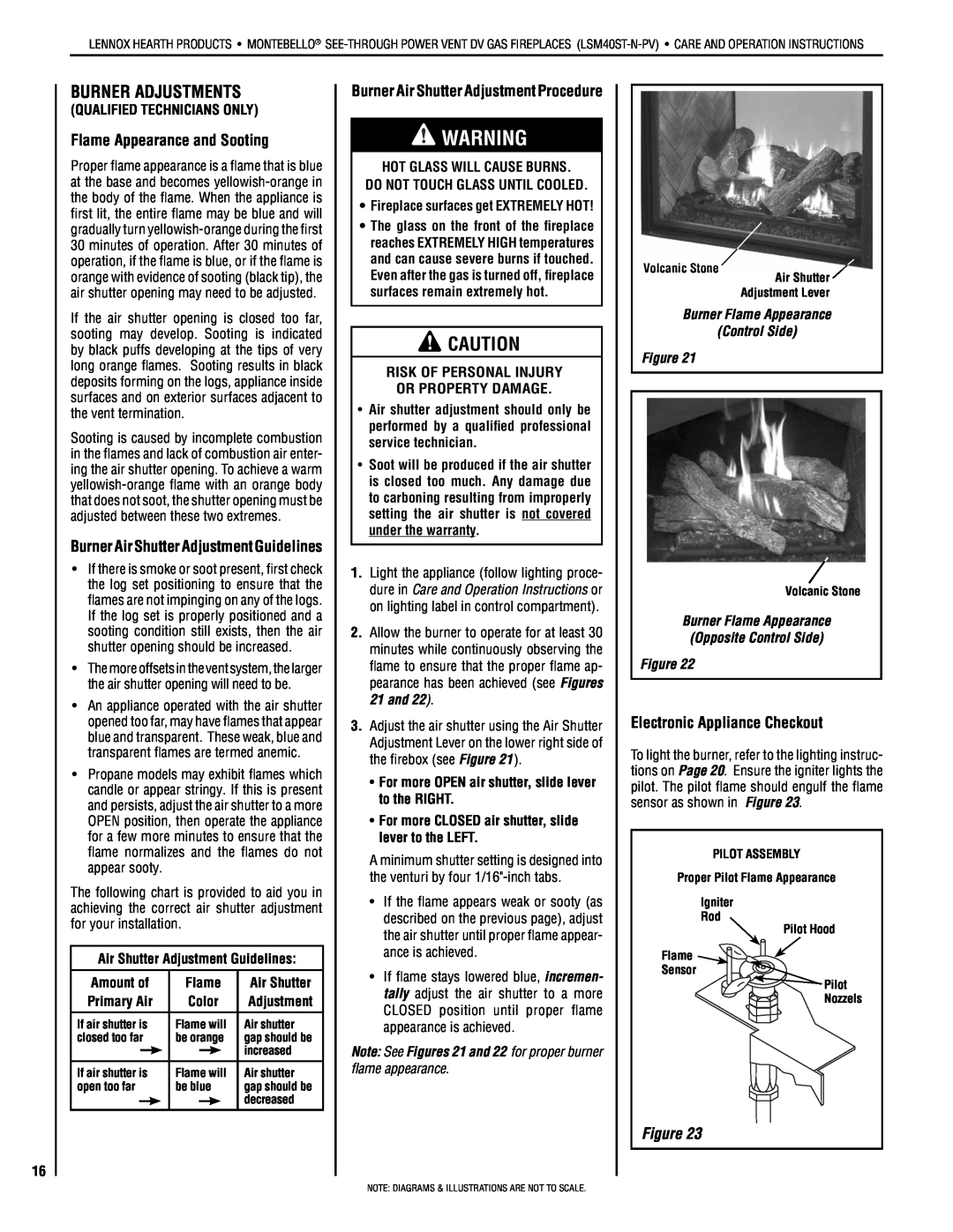 Lennox Hearth LSM40ST-N-PV installation instructions Flame Appearance and Sooting, Electronic Appliance Checkout, Figure 