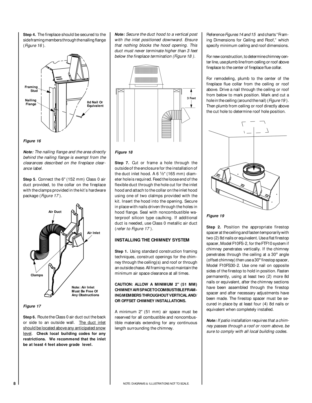 Lennox Hearth LSO-43 installation instructions Installing the Chimney System, Feet 