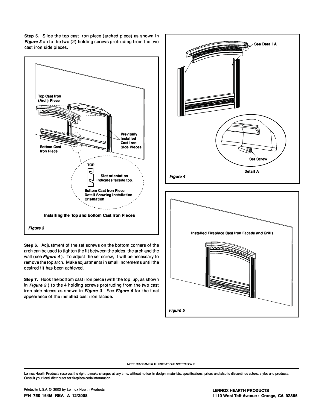 Lennox Hearth LSSCA40, LSS-CA35 installation instructions Lennox Hearth Products, P/N 750,164M REV. A 12/2008 