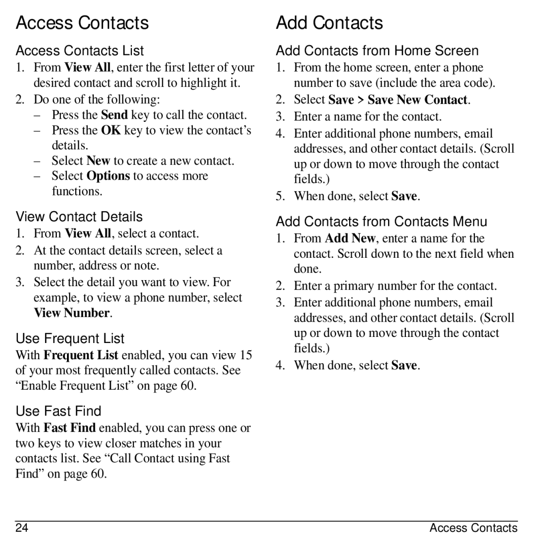 Lennox Hearth M1400 manual Access Contacts, Add Contacts 