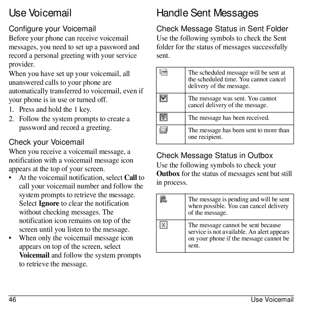 Lennox Hearth M1400 manual Use Voicemail, Handle Sent Messages 