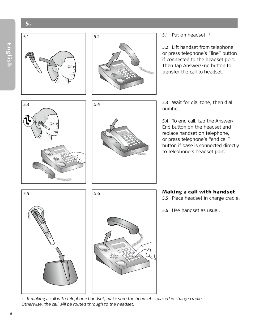 Lennox Hearth M5390 user manual Making a call from your desk phone, Making a call with handset 