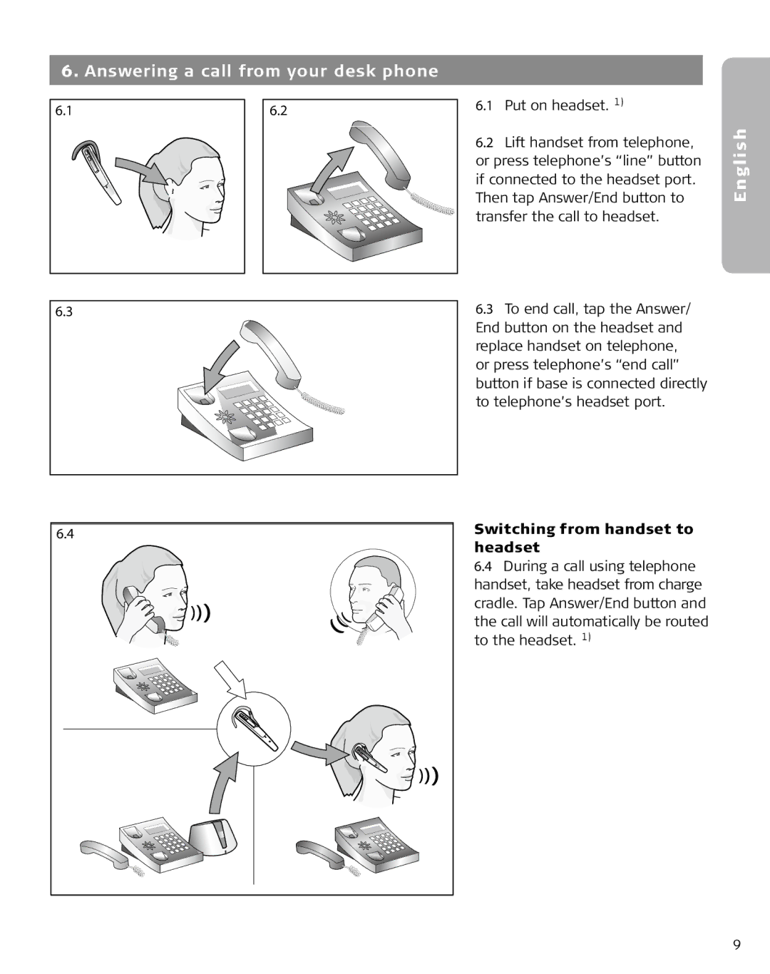 Lennox Hearth M5390 user manual Answering a call from your desk phone, 16.1, Switching from handset to 