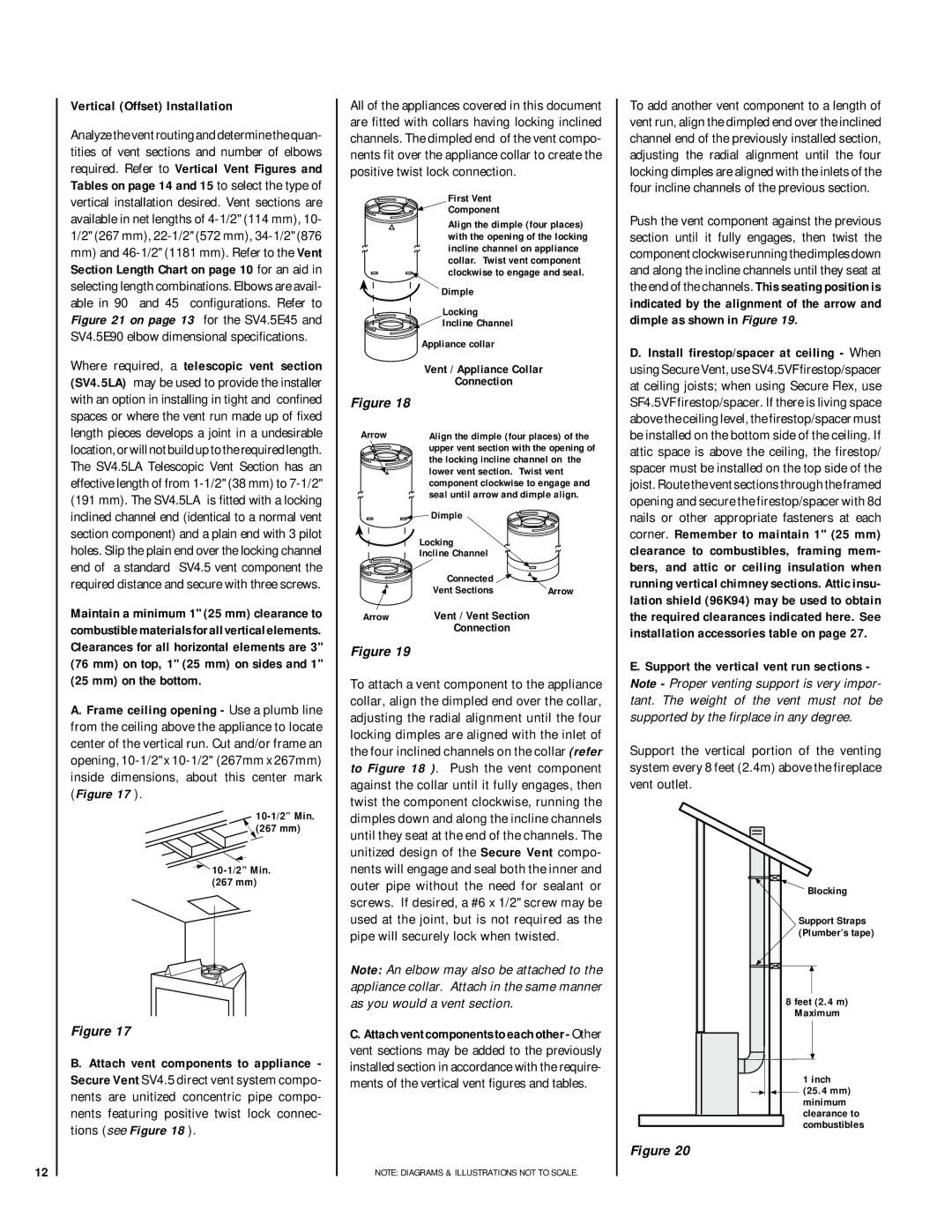 Lennox Hearth MPD-45 Series, MPD-40 Series, MPD-35 Series Vertical Offset Installation, Vent / Appliance Collar Connection 