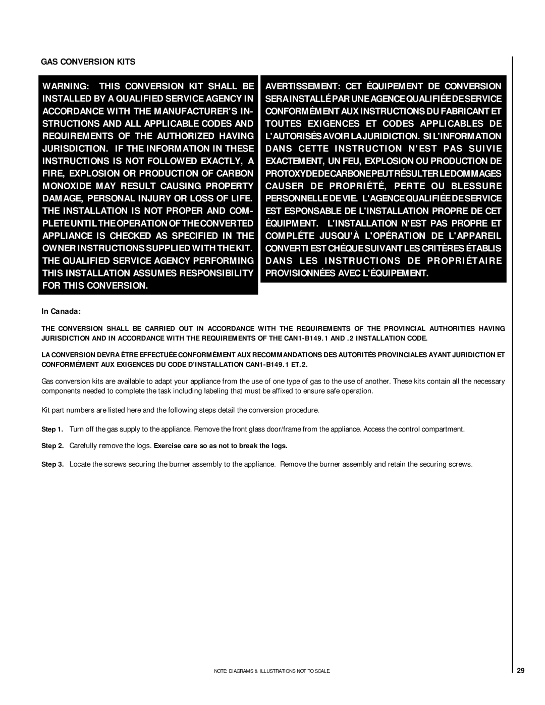 Lennox Hearth MPD-40 Series, MPD-45 Series, MPD-35 Series, MPD-33 Series installation instructions GAS Conversion Kits, Canada 