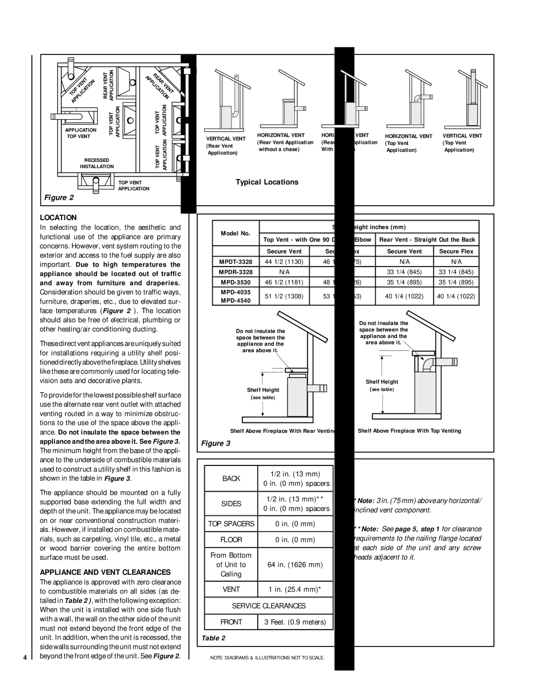 Lennox Hearth MPD-45 Series Typical Locations, Appliance and Vent Clearances, Other heating/air conditioning ducting 