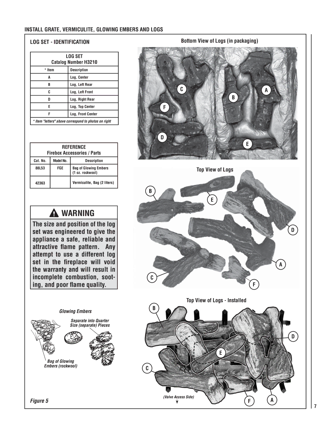 Lennox Hearth MPD35ST-PM, MPD35ST-NM, MPD35ST-NE manual LOG SET Identification, Ca B, Log Set, Reference, Glowing Embers 