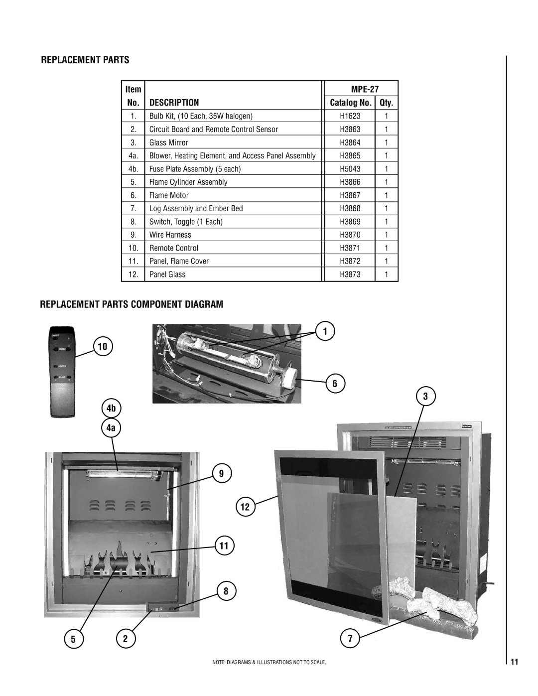 Lennox Hearth MPE-27 warranty Description, Catalog No 