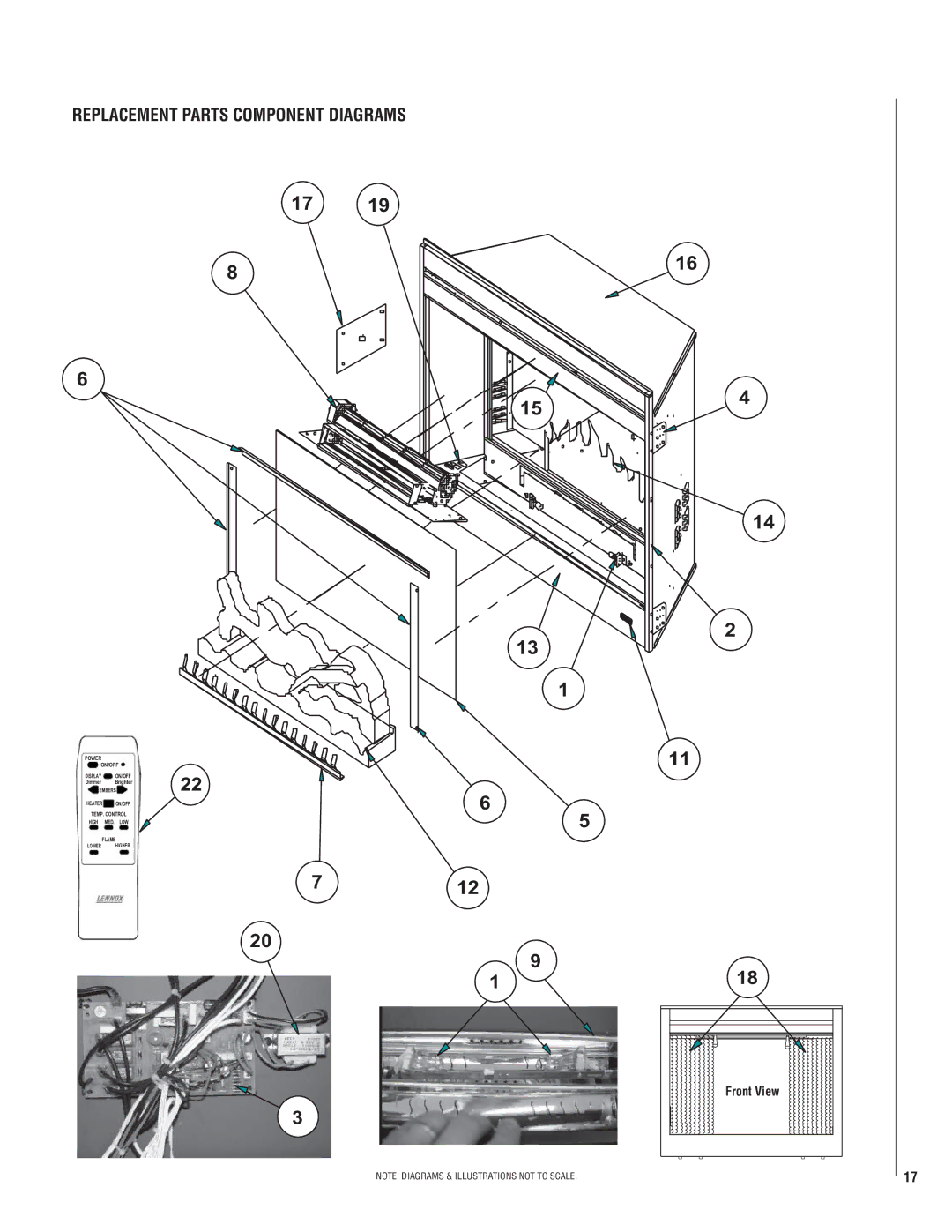 Lennox Hearth MPE-36R installation instructions 712, Replacement Parts Component Diagrams 