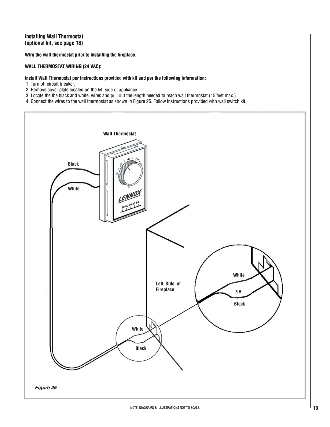 Lennox Hearth MPE-36R installation instructions Installing Wall Thermostat optional kit, see page 