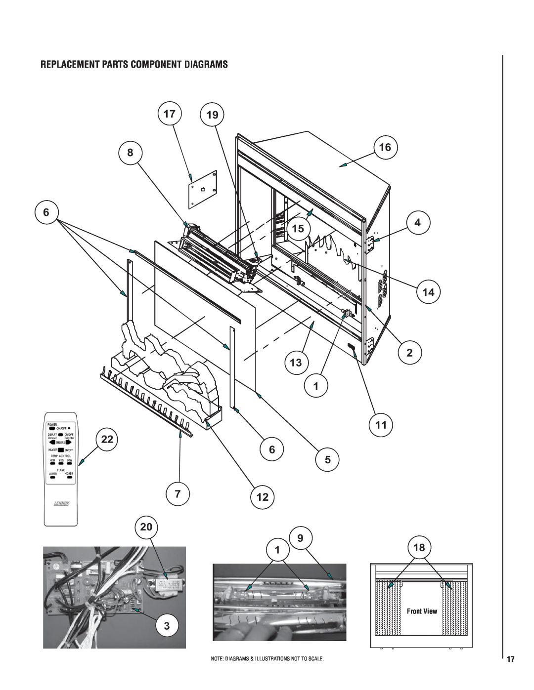Lennox Hearth MPE-36R Replacement Parts Component Diagrams, 712, Note Diagrams & Illustrations Not To Scale, On/Off, High 