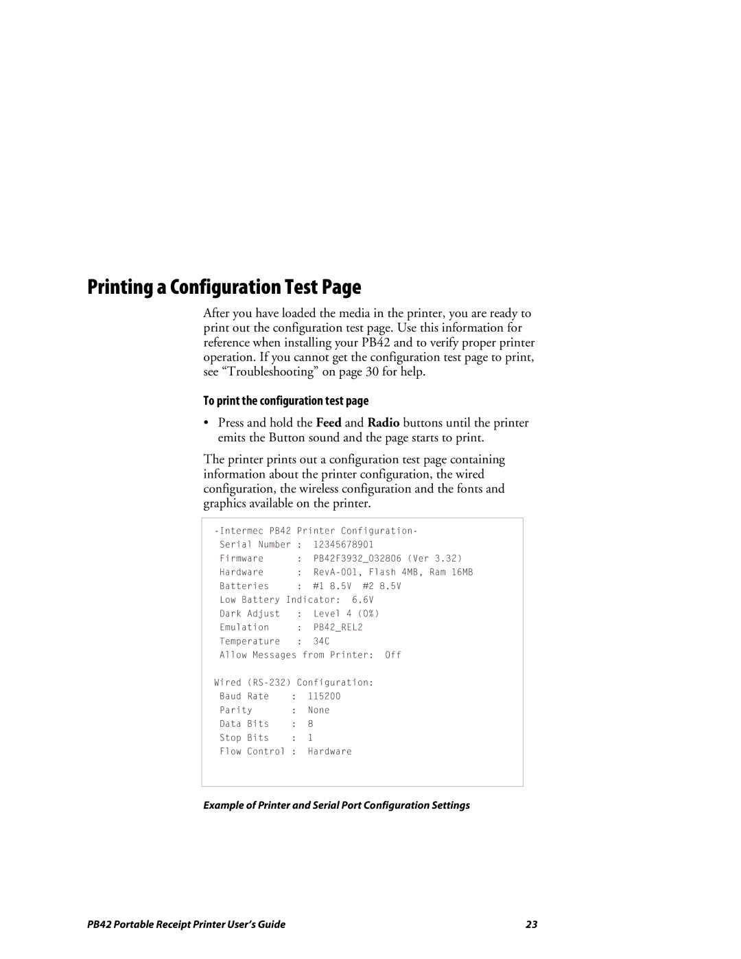 Lennox Hearth PB42 manual Printing a Configuration Test, To print the configuration test 