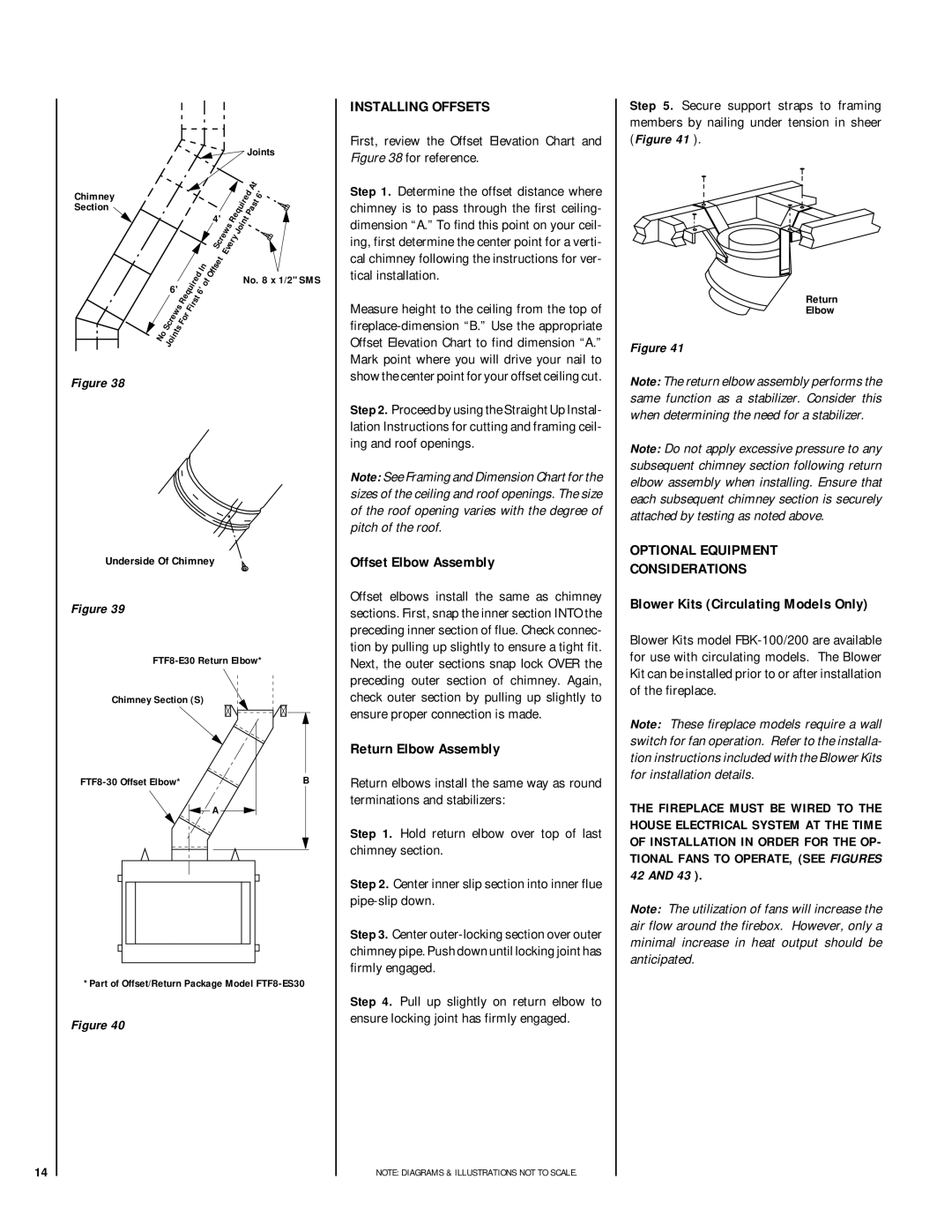 Lennox Hearth HCI-42-H Installing Offsets, Offset Elbow Assembly, Return Elbow Assembly, Optional Equipment Considerations 