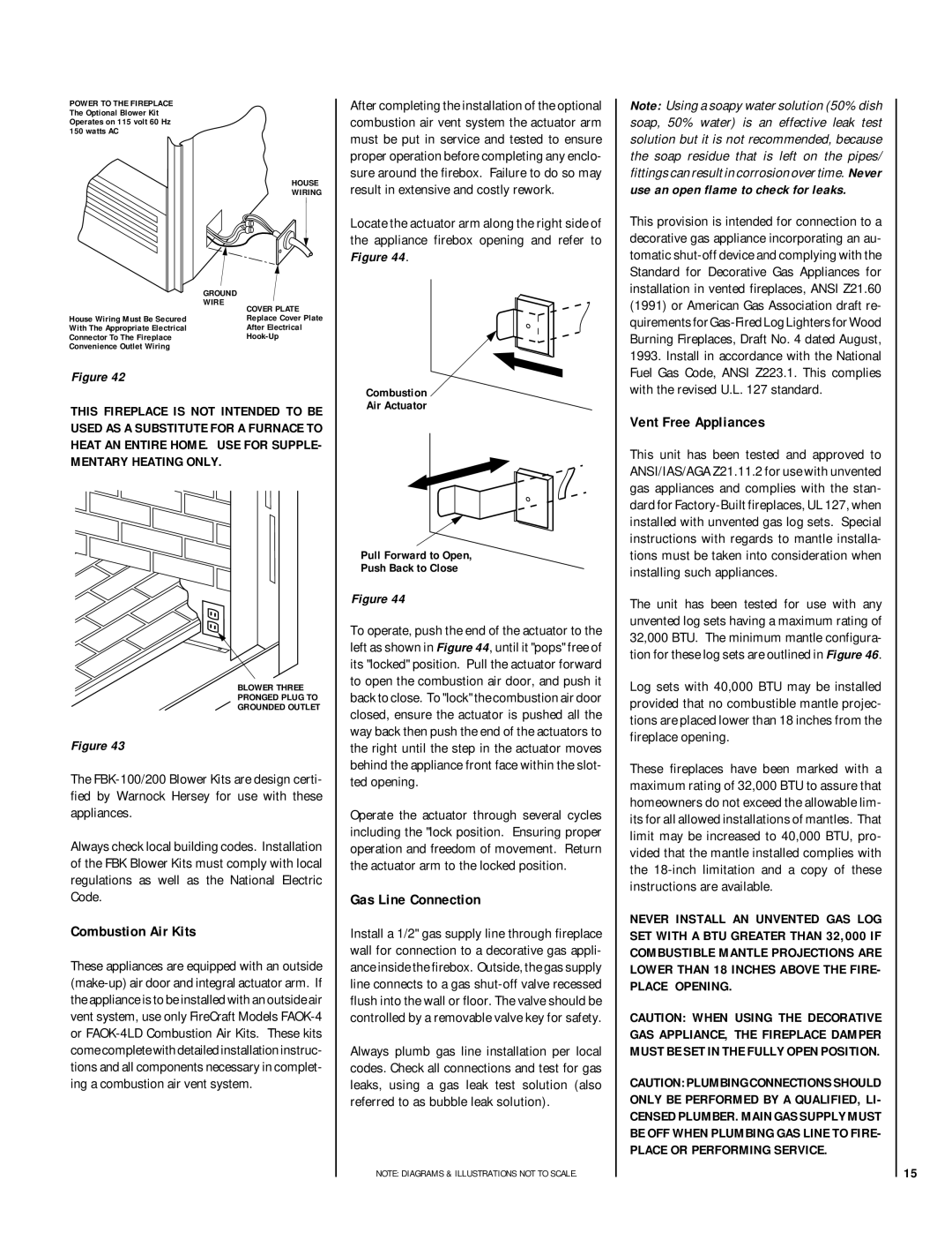 Lennox Hearth RDI-42-H, HCI-42-H Combustion Air Kits, Gas Line Connection, Vent Free Appliances 