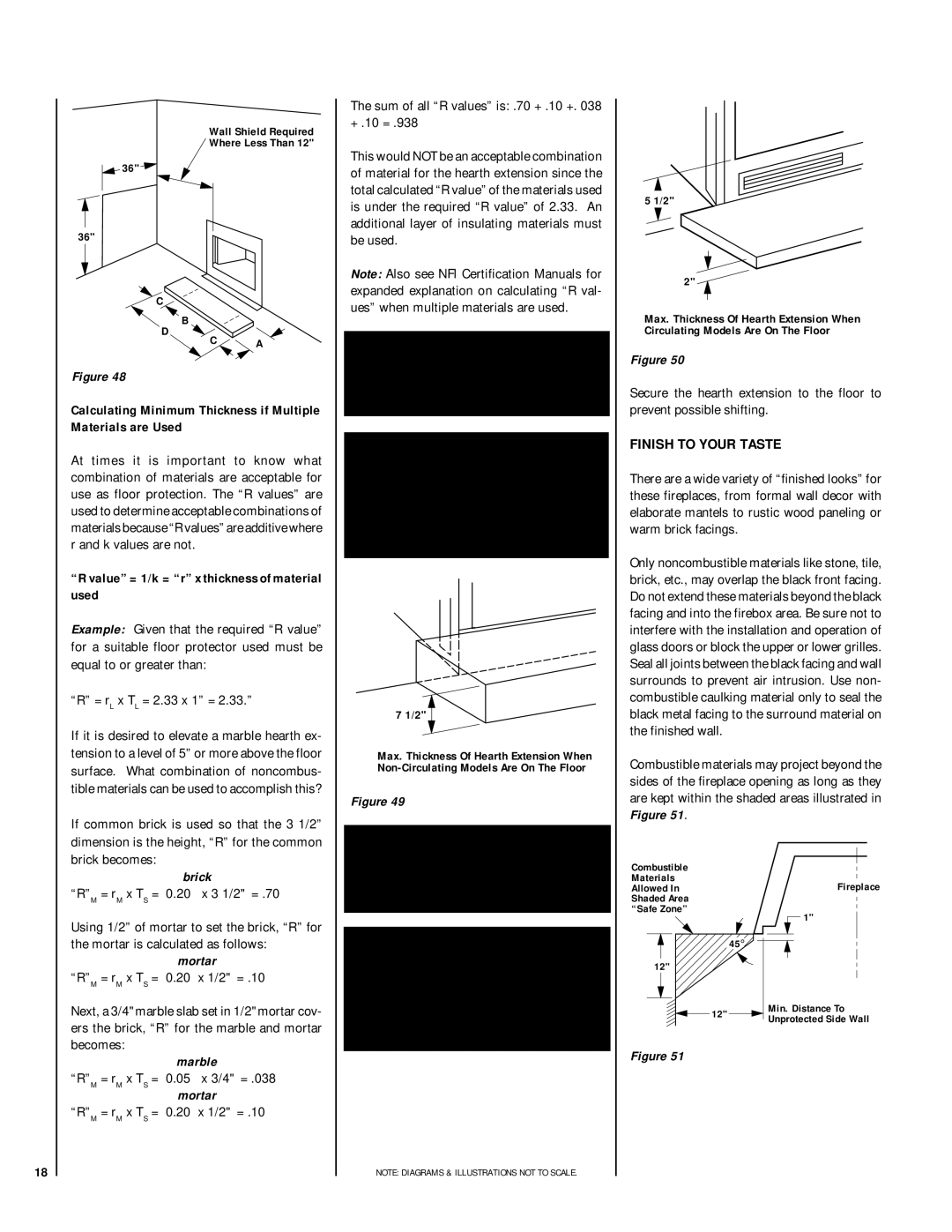 Lennox Hearth HCI-42-H Finish to Your Taste, Sum of all R values is .70 + .10 + + .10 =, RM = rM x TS = 0.05 x 3/4 = 