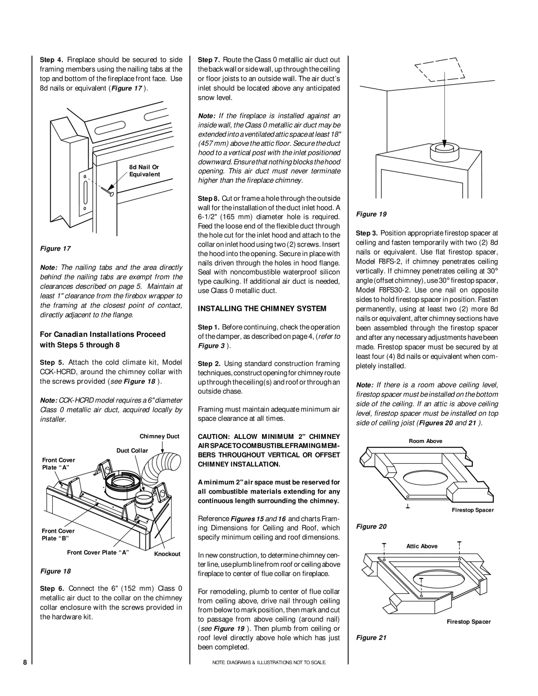 Lennox Hearth RDI-42-H, HCI-42-H Installing the Chimney System, For Canadian Installations Proceed with Steps 5 through 