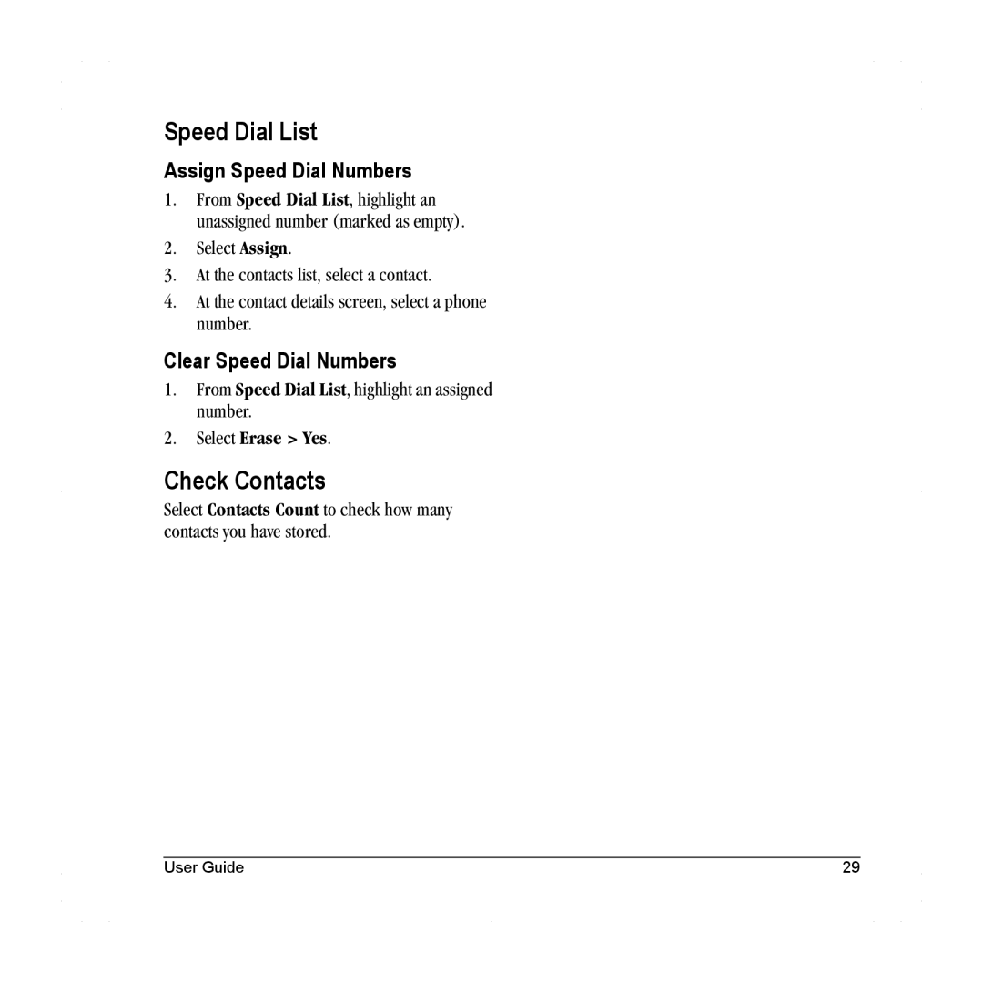 Lennox Hearth S1300 Speed Dial List, Check Contacts, Assign Speed Dial Numbers, Clear Speed Dial Numbers, Select Erase Yes 