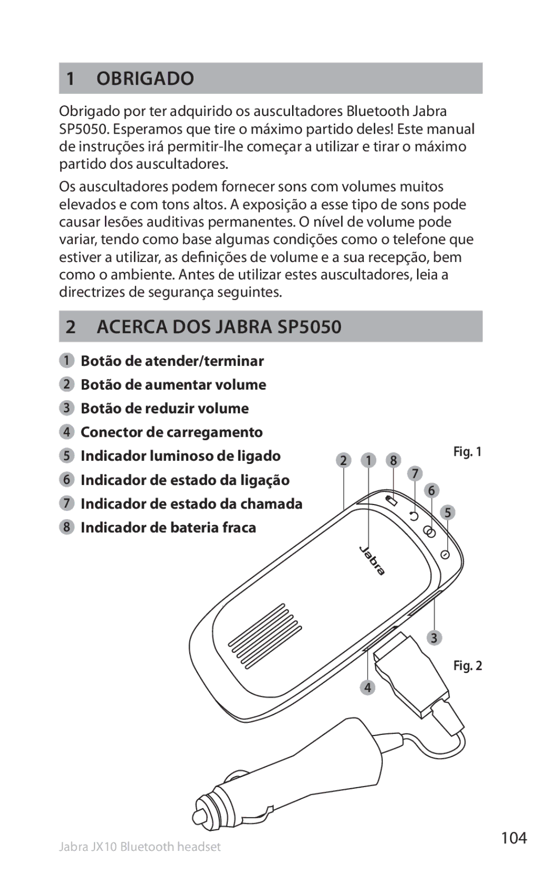 Lennox Hearth manual Obrigado, Acerca dos Jabra SP5050, 104 