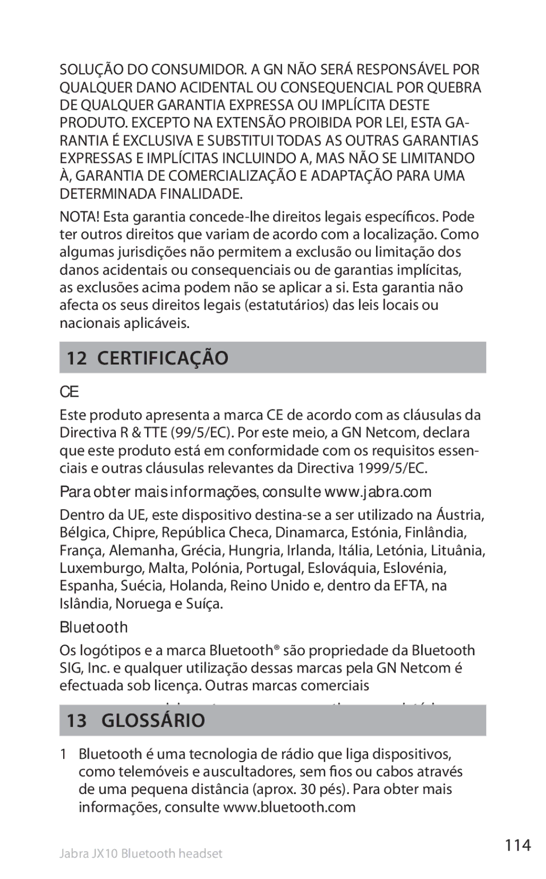 Lennox Hearth SP5050 manual Certificação, Glossário, 114, Nomes comerciais pertencem aos respectivos proprietários 