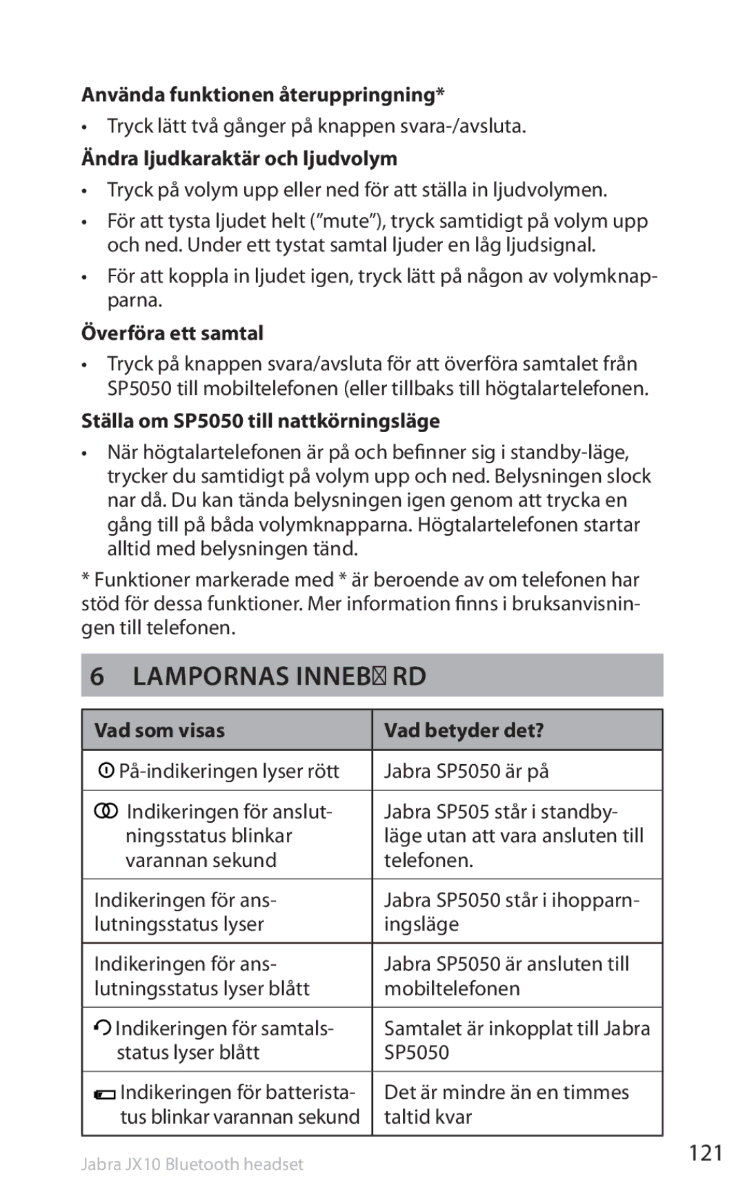 Lennox Hearth SP5050 manual Lampornas innebörd, 121 