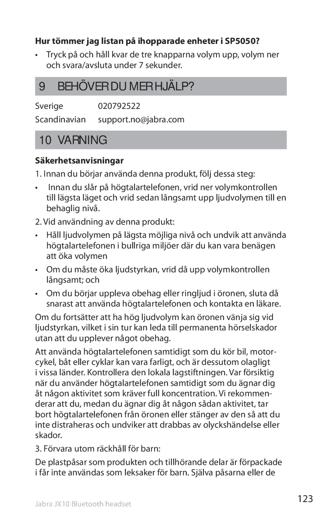 Lennox Hearth manual Behöver du mer hjälp?, Varning, 123, Hur tömmer jag listan på ihopparade enheter i SP5050? 