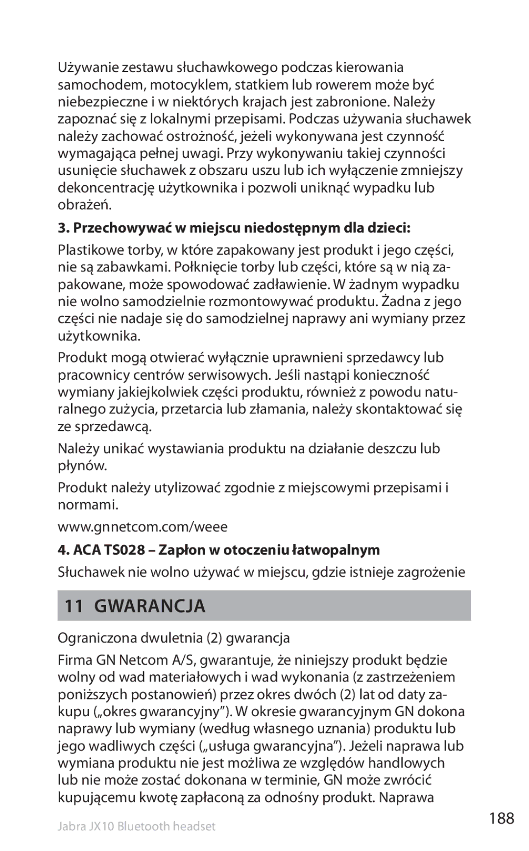 Lennox Hearth SP5050 Gwarancja, 188, Przechowywać w miejscu niedostępnym dla dzieci, Ograniczona dwuletnia 2 gwarancja 