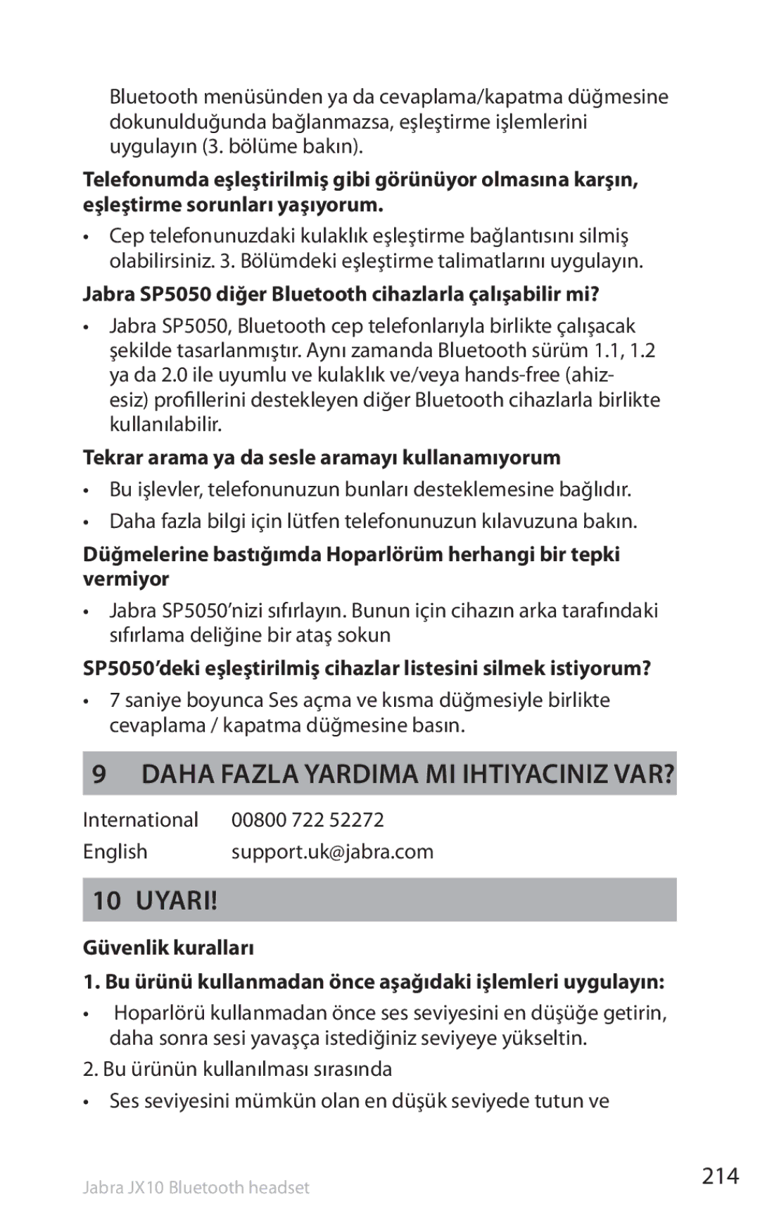 Lennox Hearth SP5050 Daha fazla yardıma mı ihtiyacınız var?, Uyari, 214, Tekrar arama ya da sesle aramayı kullanamıyorum 