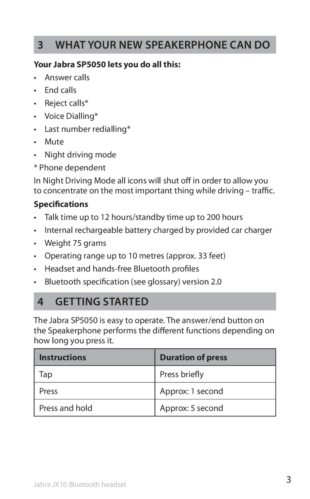 Lennox Hearth manual What your new Speakerphone can do, Getting started, Your Jabra SP5050 lets you do all this 