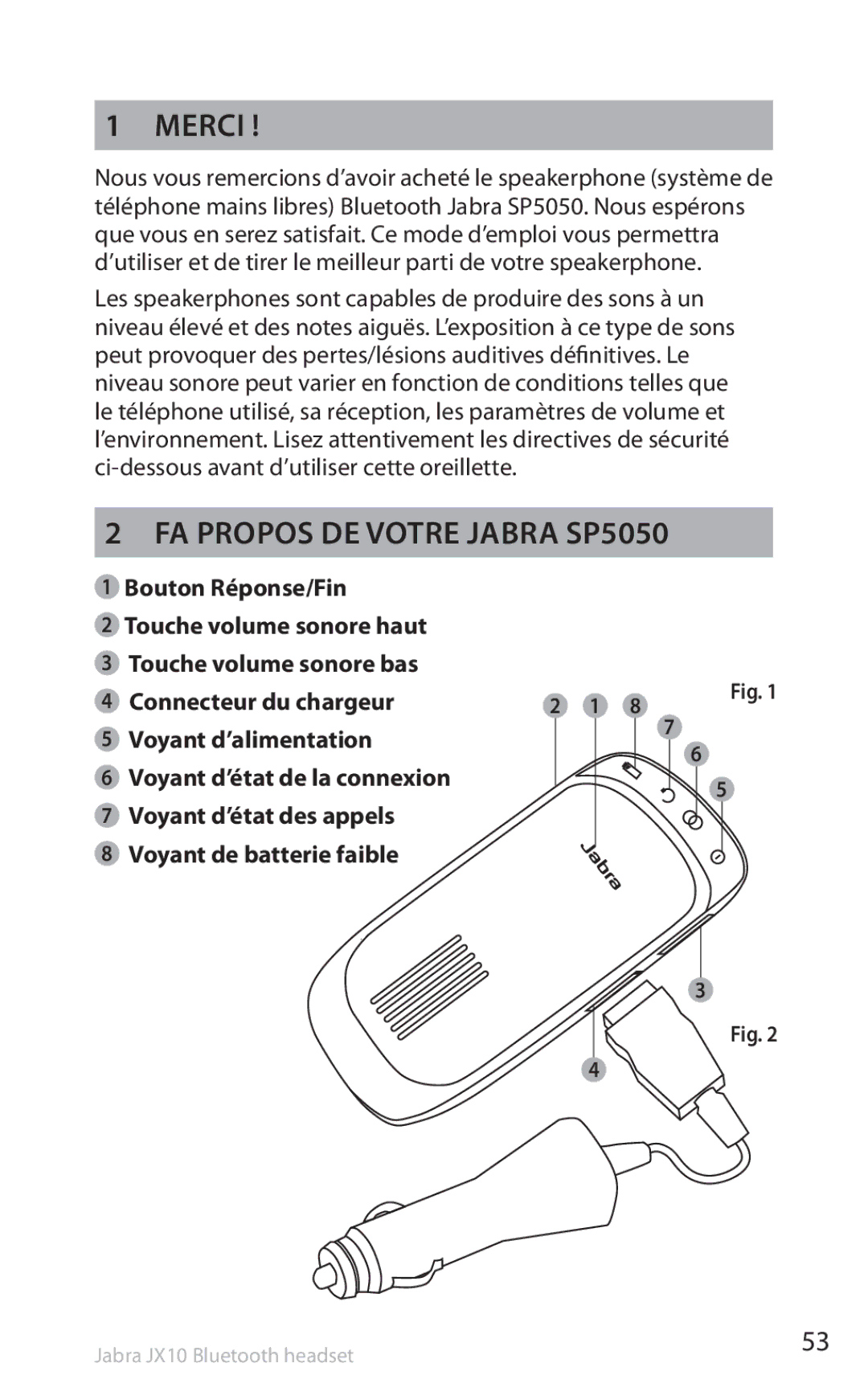 Lennox Hearth manual Merci, FA propos de votre Jabra SP5050 