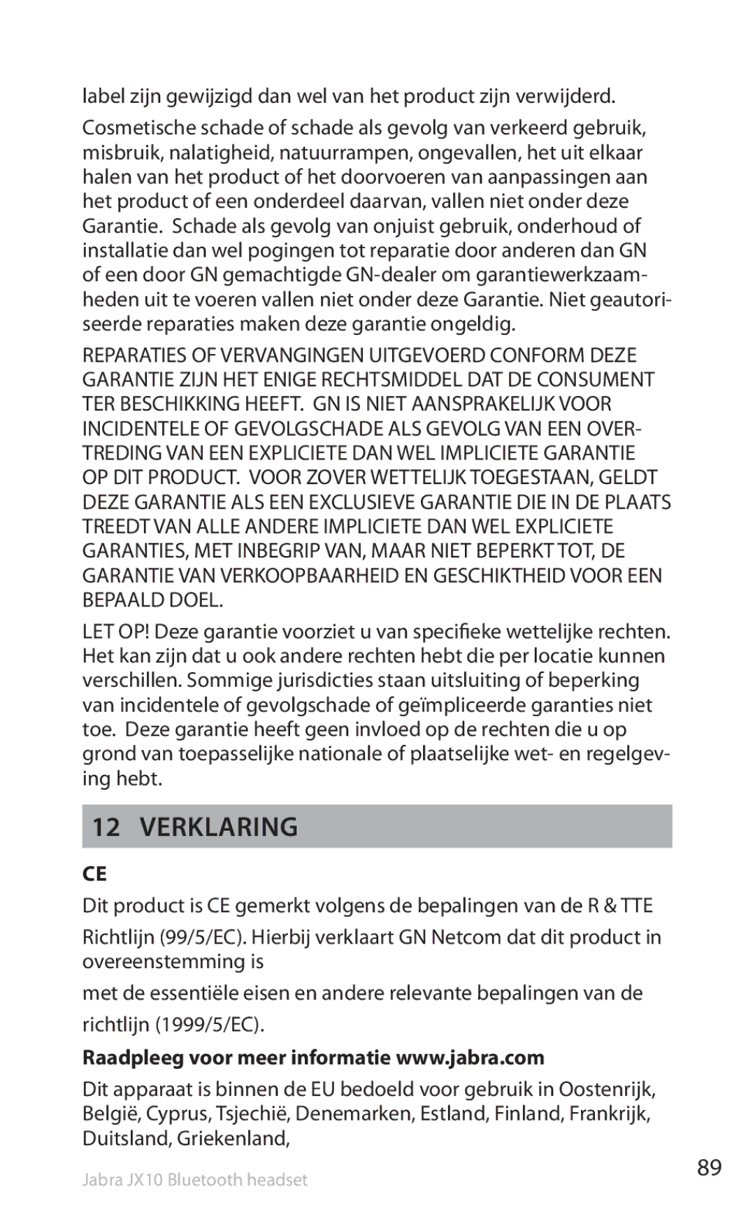 Lennox Hearth SP5050 manual Verklaring, Label zijn gewijzigd dan wel van het product zijn verwijderd 