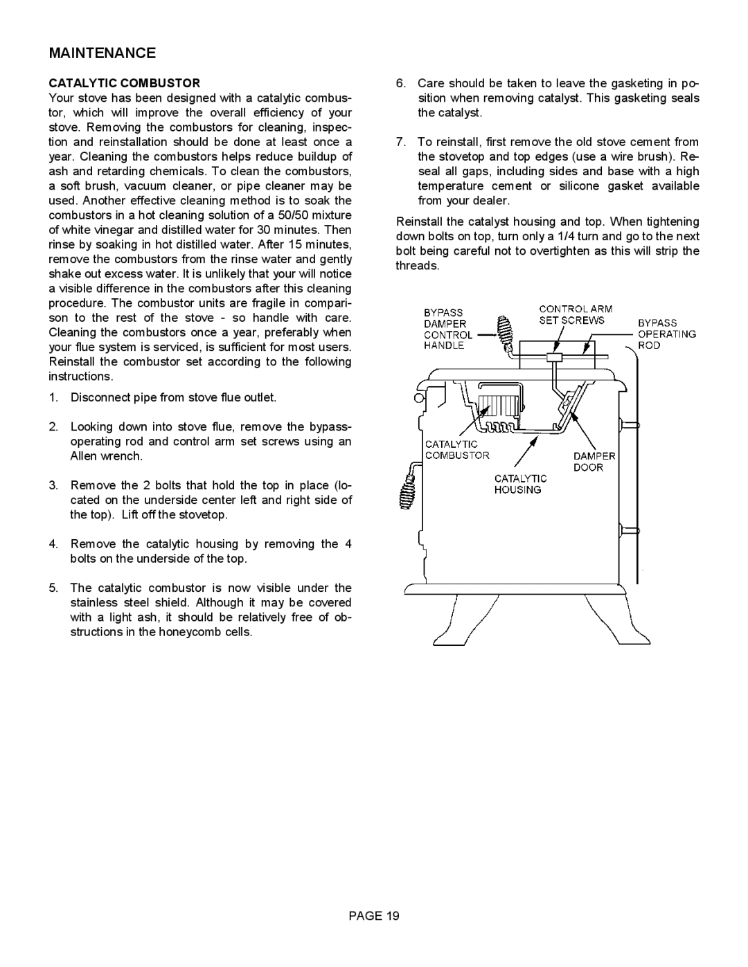 Lennox Hearth T150C operation manual Catalytic Combustor 