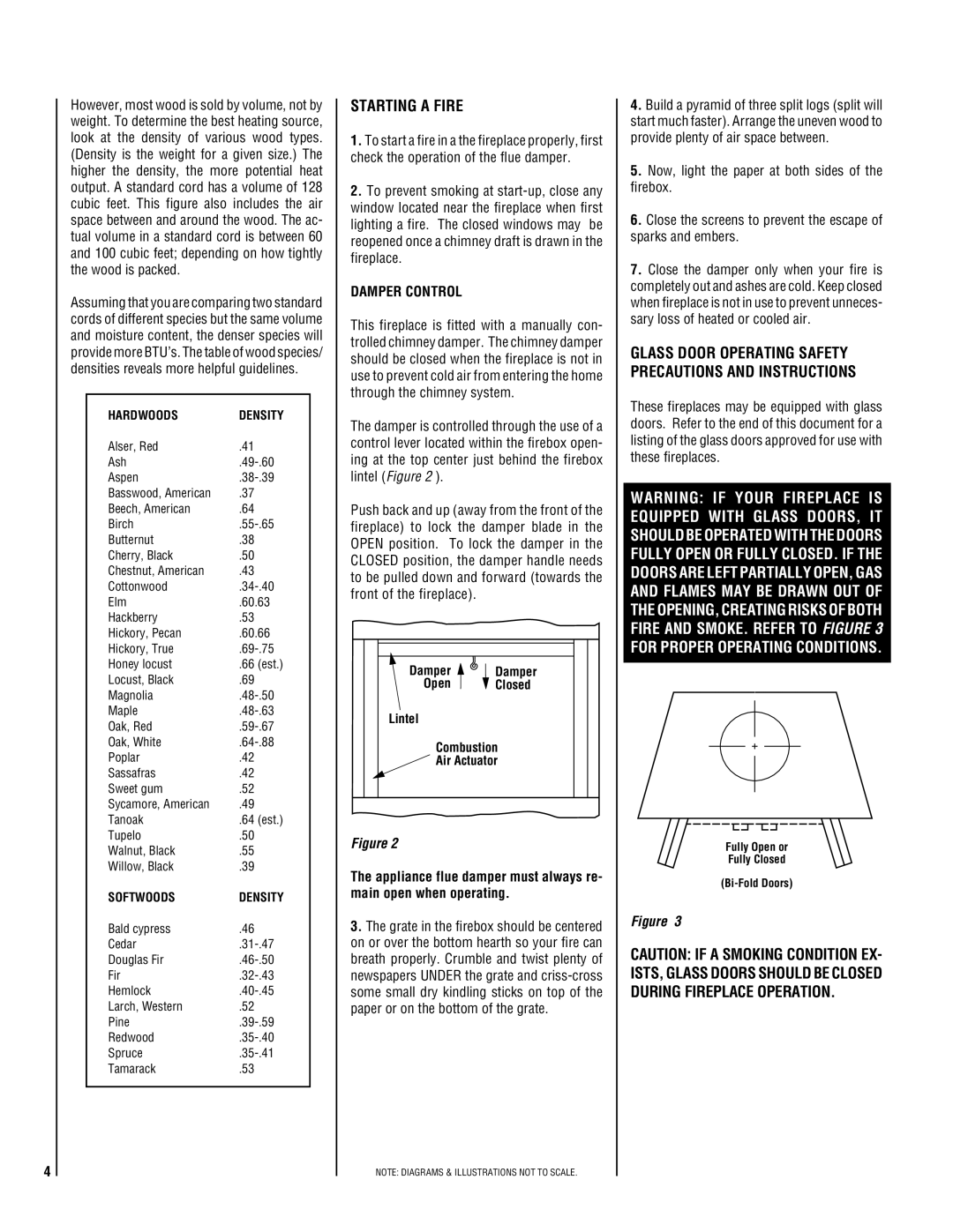 Lennox Hearth TM-4500 manual Starting a Fire, Hardwoods Density 