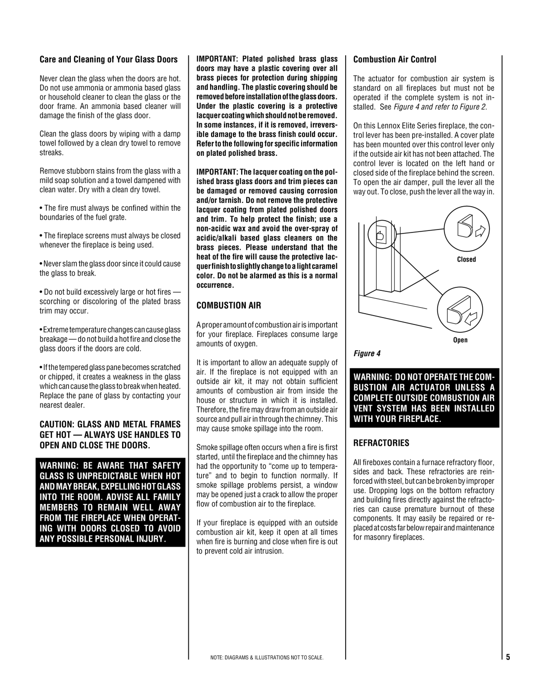 Lennox Hearth TM-4500 manual Combustion AIR, Combustion Air Control, Refractories 