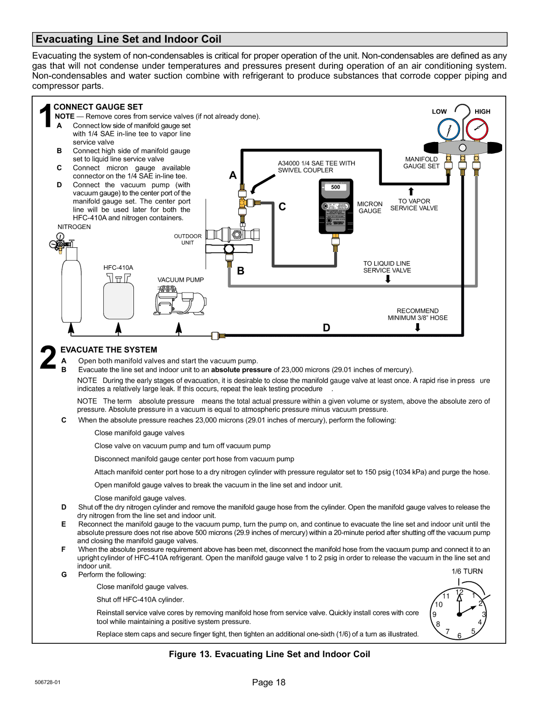 Lennox International Inc 06/11 50672801 installation instructions Evacuating Line Set and Indoor Coil, 2EVACUATE the System 