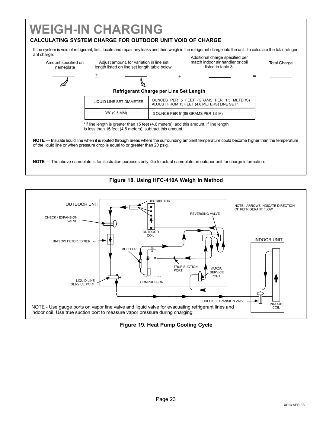 Lennox International Inc LENNOX Elite Series XP13 Units HEAT PUMPS, 06/11 50672801 Using HFC−410A Weigh In Method 