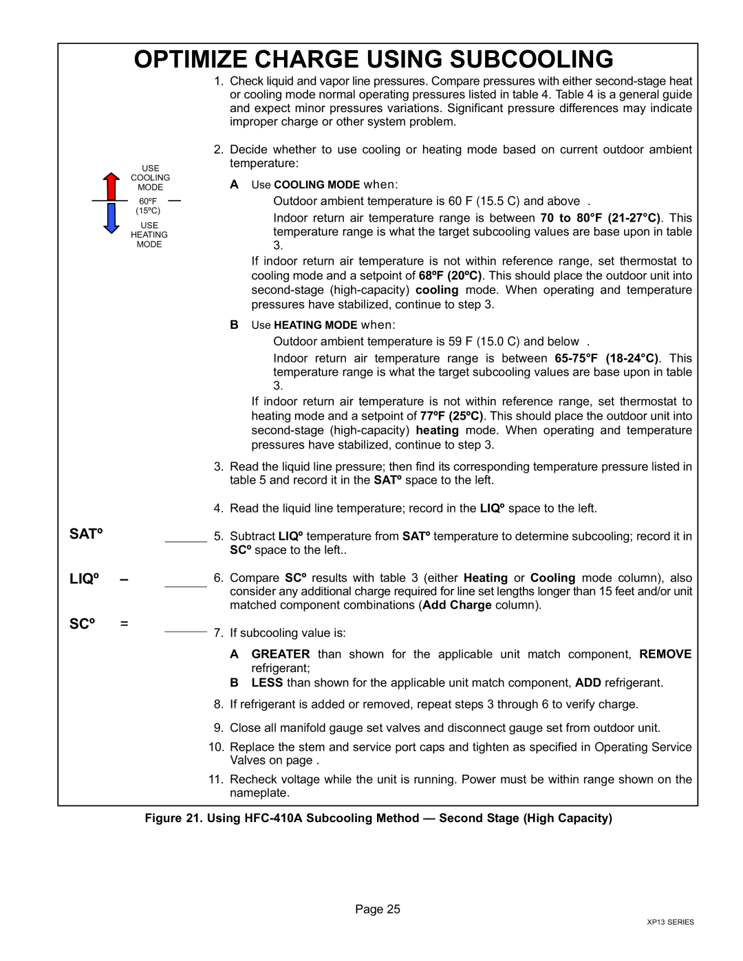 Lennox International Inc LENNOX Elite Series XP13 Units HEAT PUMPS Satº Liqº, Scº, If subcooling value is, Refrigerant 