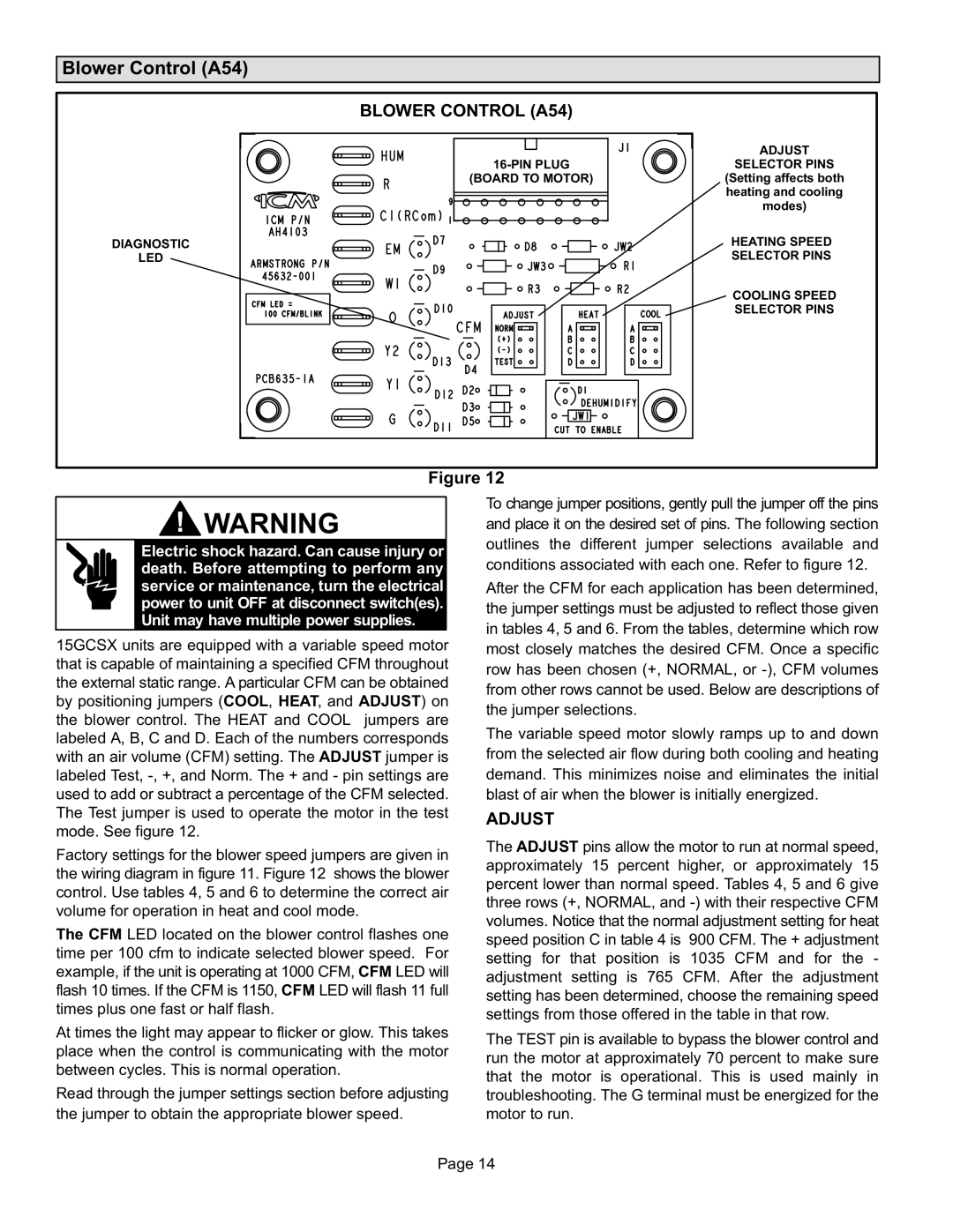 Lennox International Inc 15GCSX, Gas Packaged Units installation instructions Blower Control A54 