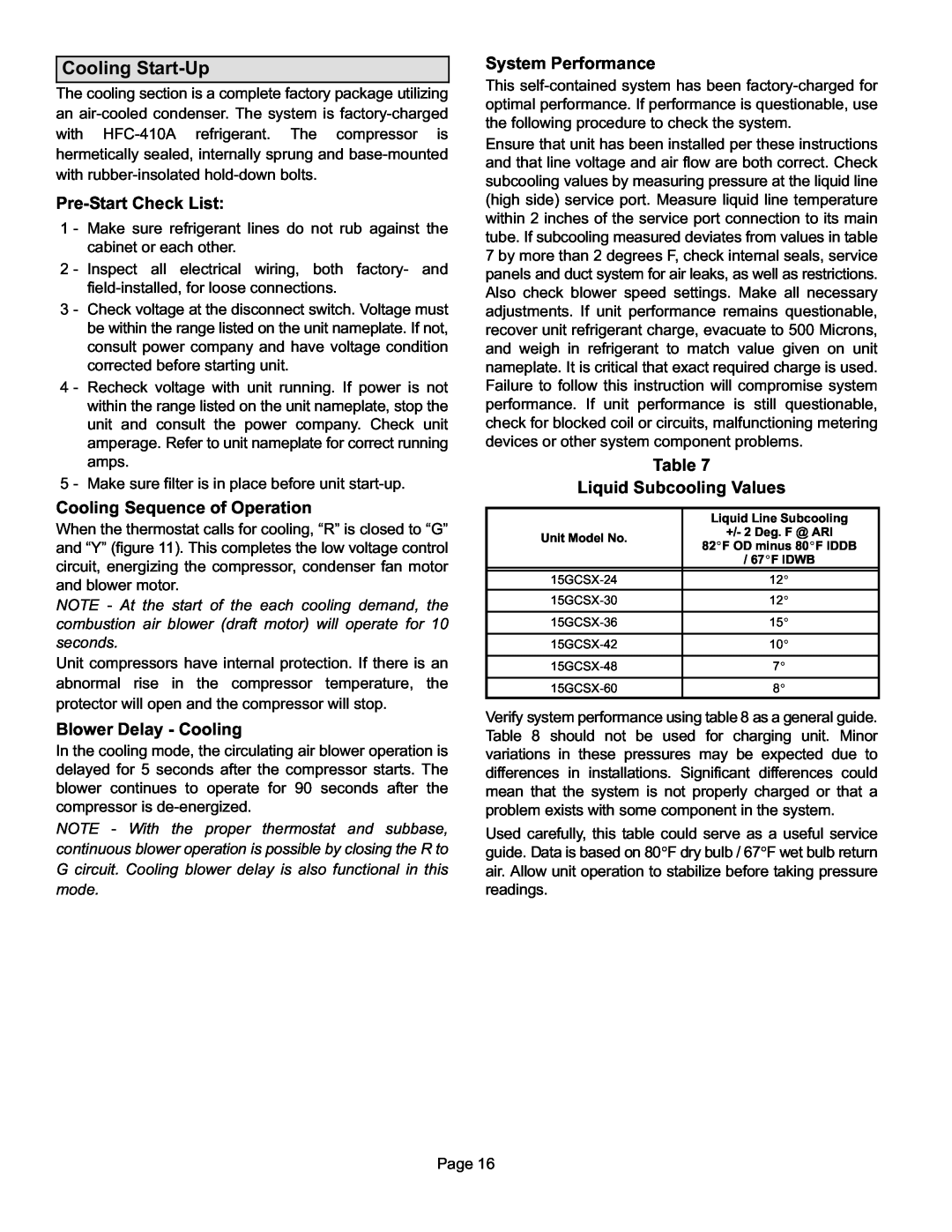 Lennox International Inc 15GCSX Pre−Start Check List, Cooling Sequence of Operation, Blower Delay − Cooling 
