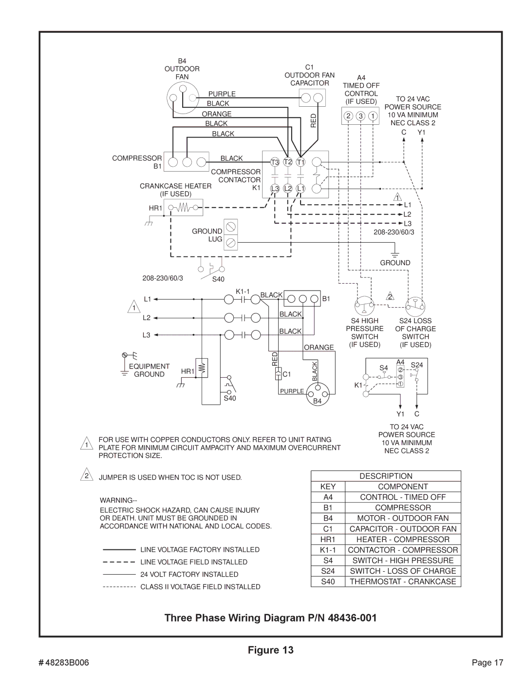 Lennox International Inc 2SCU13 warranty Three Phase Wiring Diagram P/N 